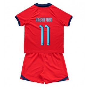 Anglia Marcus Rashford #11 Koszulka Wyjazdowych Dziecięca MŚ 2022 Krótki Rękaw (+ Krótkie spodenki)